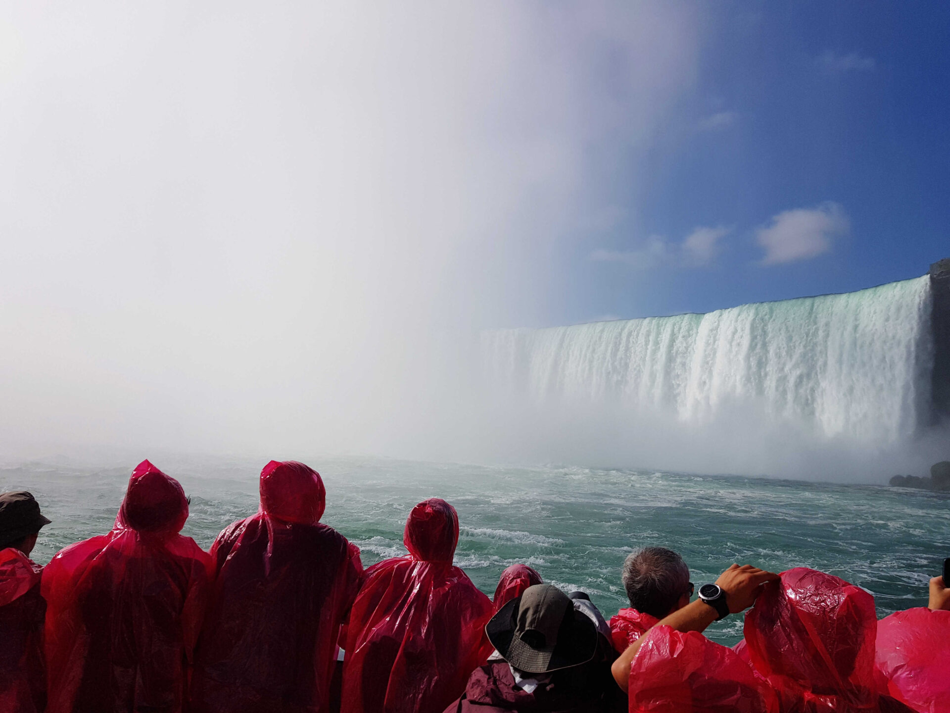 Tourists on a tour, viewing Niagara Falls 