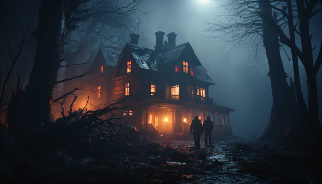 A haunted house in the mist
