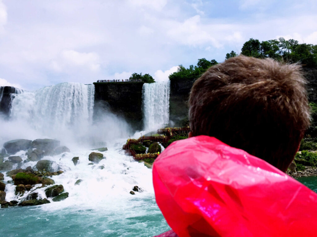A tourist enjoys the view of the Falls