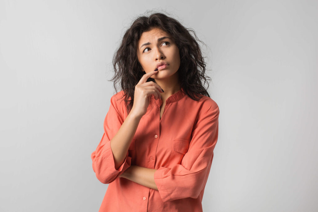 A woman lost in thought