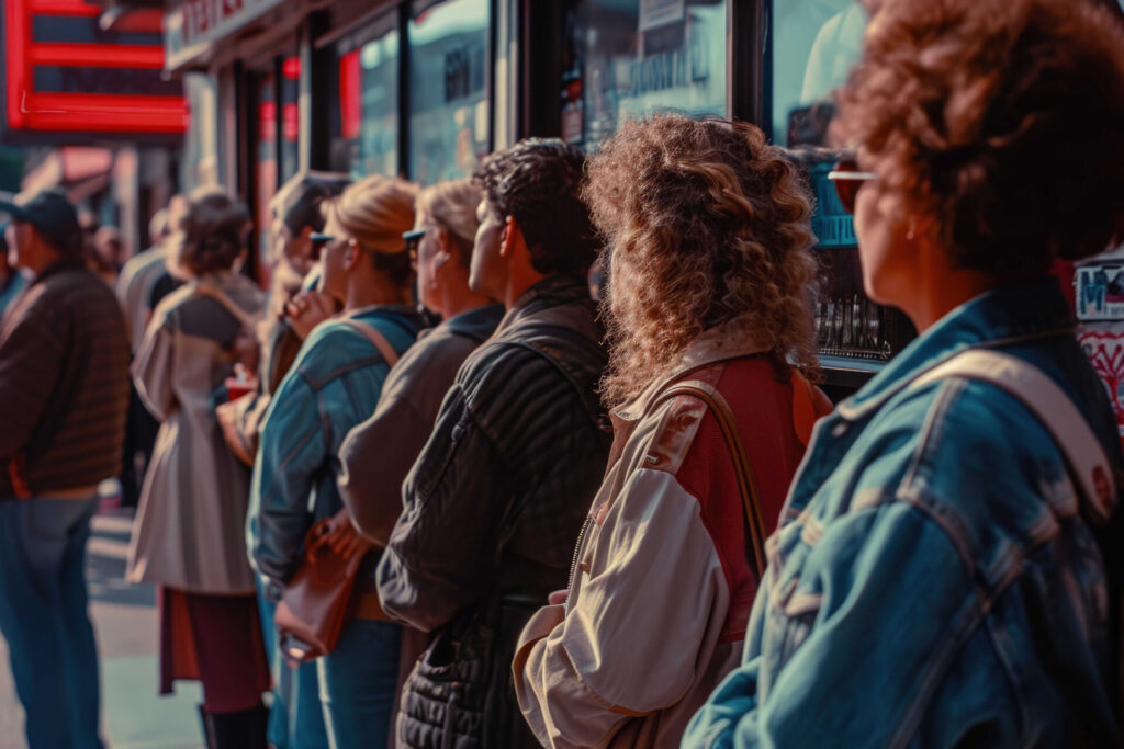 People waiting in a line